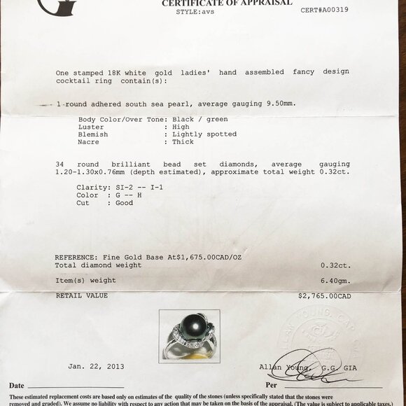 💎BRAND NEW 18K White Gold Tahitian Pearl & Diamond Ring - Never Worn!💎 - Picture 3 of 14